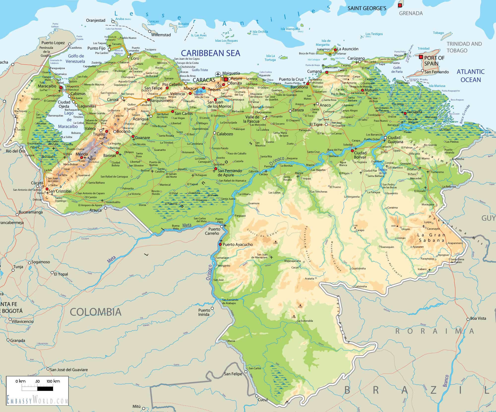 venezuela physical map